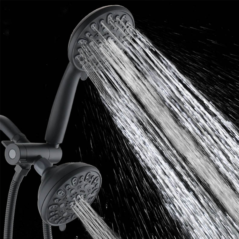 7-Setting Dual Shower Head, Handheld and Fixed Shower Head Combo Kit, Water Flow 2.5 GPM Matte Black Finish