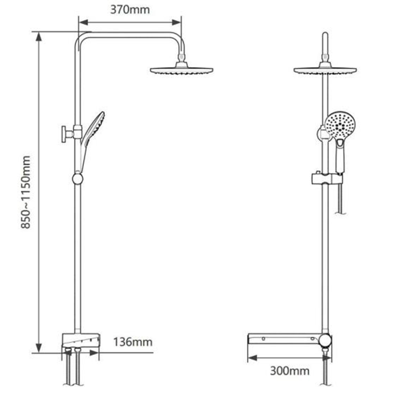 Wall mounted bar mixer shower with rainshower system   