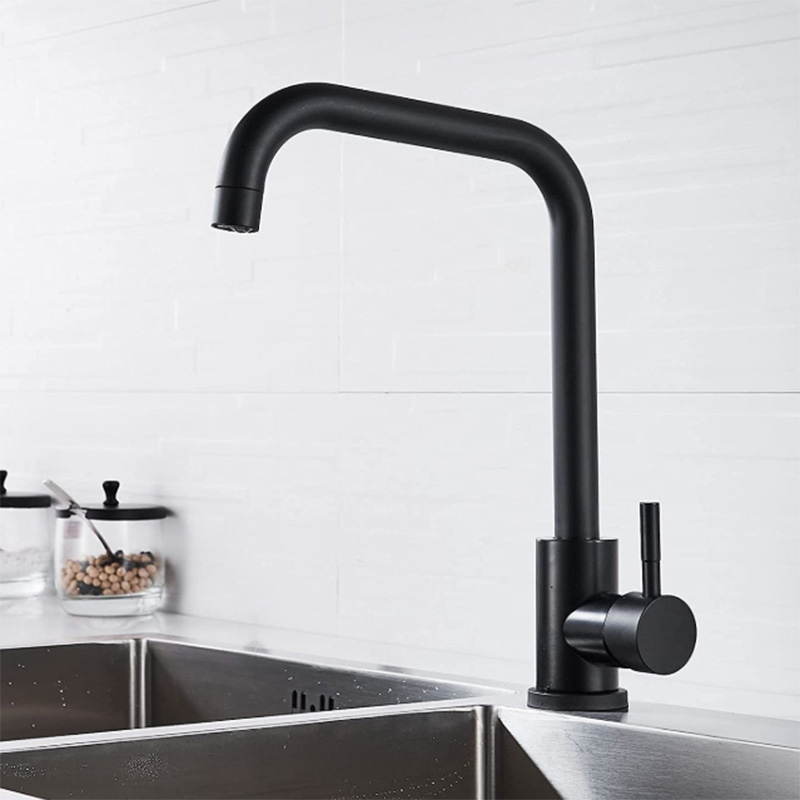 Chrome Black Swivel Spout Kitchen Basin Faucet