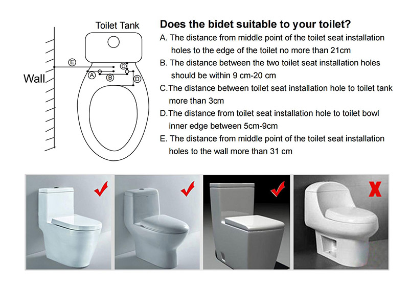 Bidet attachment for toilet seat, non-electric dual nozzles, cold water
